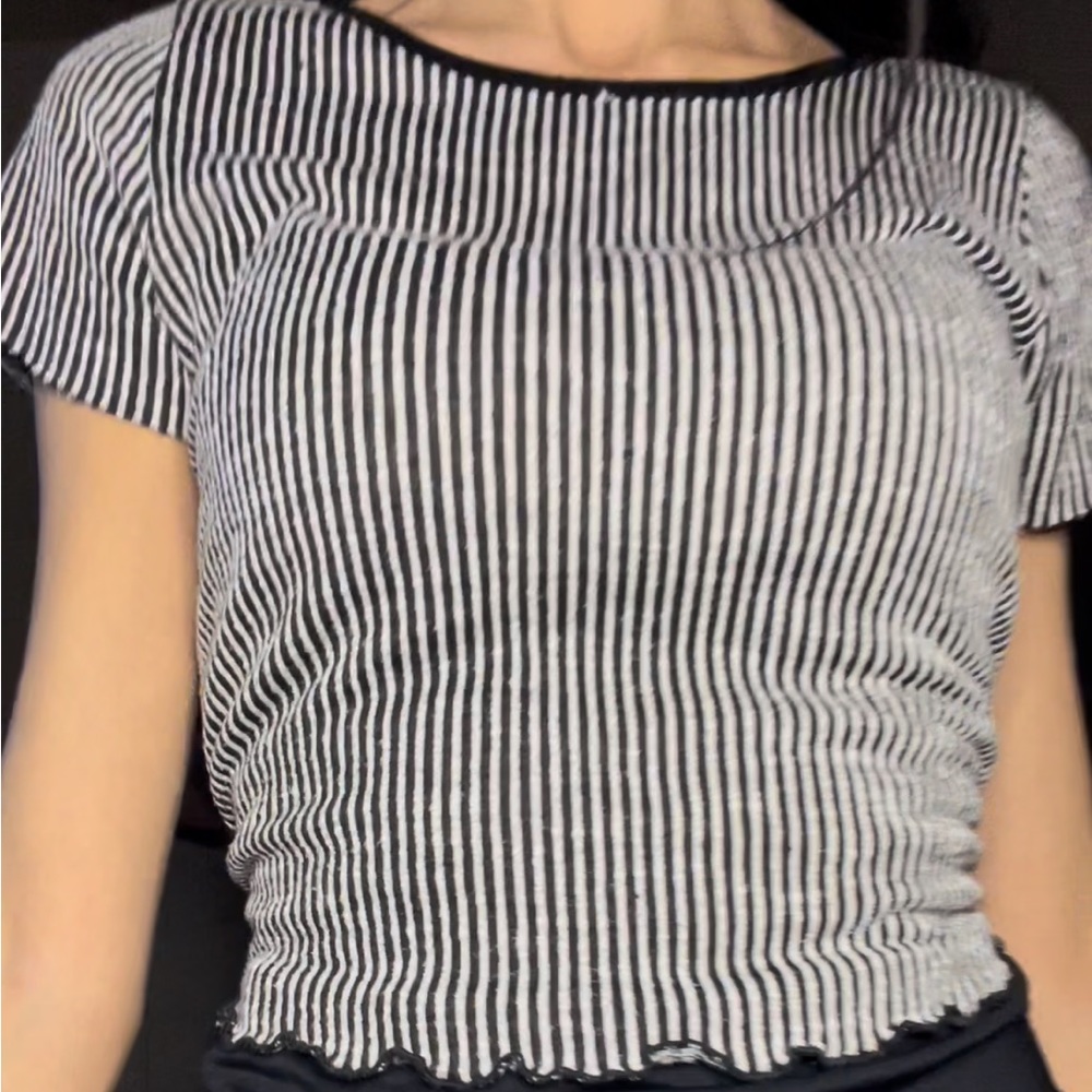 Caution to the wind striped tee